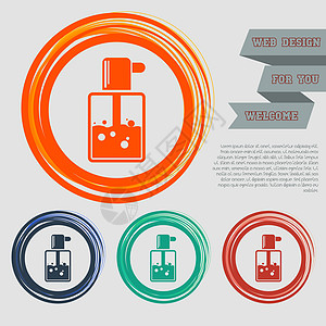 化妆品图标您网站的红色蓝色绿色橙色按钮上的香水图标和带空格文本的设计背景