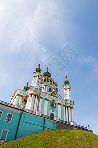乌克兰基辅 圣安德鲁教堂 巴洛克风格 国家拉历史历史性金子宗教上帝旅行建筑教堂访问教会图片