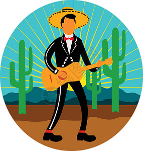 沙漠圈 Retr 中的墨西哥流浪乐队图片