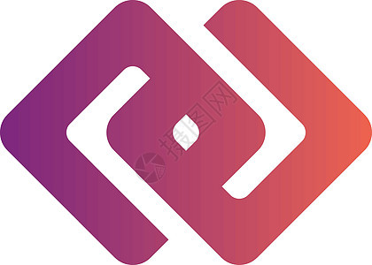 抽象的无穷区块链立方体徽标元素概念 平紫梯度颜色 矢量说明图片