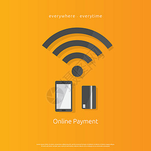 使用智能手机和银行卡的互联网移动支付银行图标 插图 无接触付款技术图片