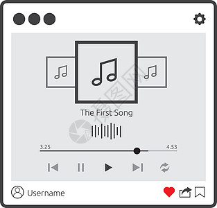 孤立的音频流播放器用户界面接口应用程序 平板设计样式矢量插图专辑成套收音机技术艺术家电话工具下载电脑记录图片