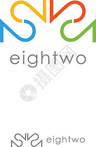 独特的数字 8 标志概念  4 个 2 号标志 徽标 t技术字母创造力字体标识公司白色推广品牌身份图片