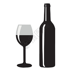 酒瓶加葡萄酒杯图标图片