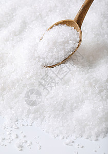 粗谷盐画幅水晶浴盐勺子食物白色图片