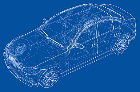概念车 韦克托车辆车轮汽车蓝图数字化框架插图运输家用车跑车图片