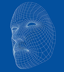 线框抽象人体表验证电脑眼睛警报身份代码控制读者男人识别图片