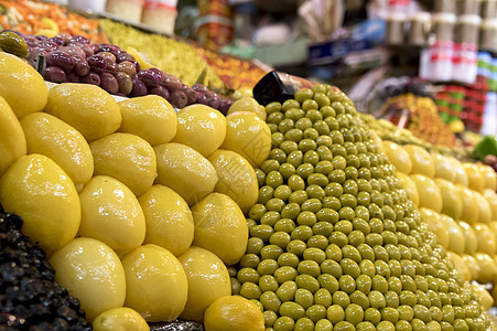 马拉凯市场橄榄和柠檬图片
