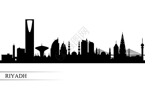 中东利雅得市天际月光背景景观建筑学建筑城市地标文化海报首都插图明信片设计图片