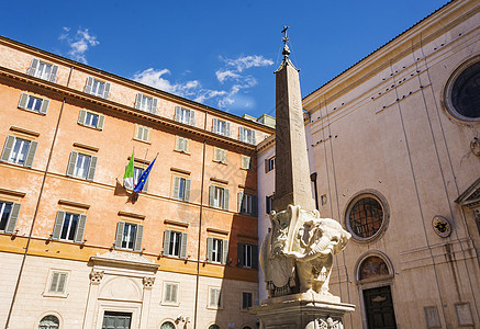 罗马大象纪念碑历史性全景教会广场石头动物正方形柱子旅行文化图片