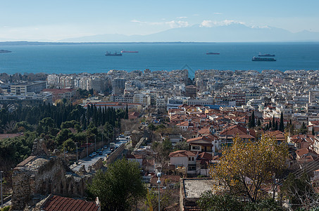 塞萨洛尼基是希腊塞萨洛尼基的空中观景图片