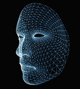 由光线组成的人类面孔男人技术传感器识别检测生物网络多边形验证身份图片