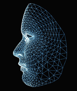由光线组成的人类面孔身份验证粒子3d生物扫描器多边形技术线条鉴别图片