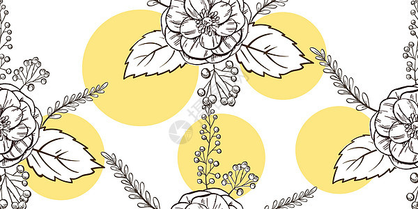 无缝花卉手绘图案 素描花打印在柔和的颜色矢量背景绘画纺织品装饰品植物墙纸草图花束植物群草地花瓣图片