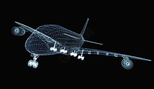 抽象的数字飞机蓝色旅行辉光空气网络绘画假期乘客黑色草图图片