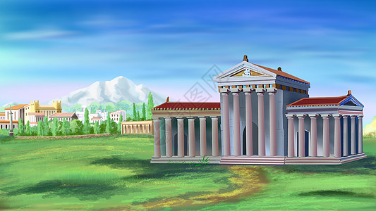 古希腊神庙插图图片