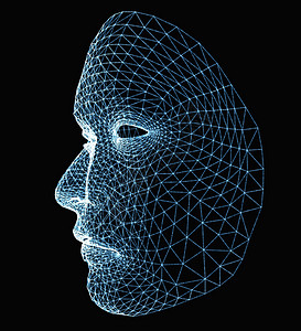 由光线组成的人类面孔识别传感器鉴别检测3d三角形安全线条身份网络图片