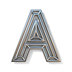 线轮廓字体字母 A 3反射金属白色插图创造力概念工业元素圆形设计图片