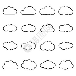 在白色背景上孤立的云线艺术图标 存储解决方案元素数据库网络软件图像云和气象概念图片