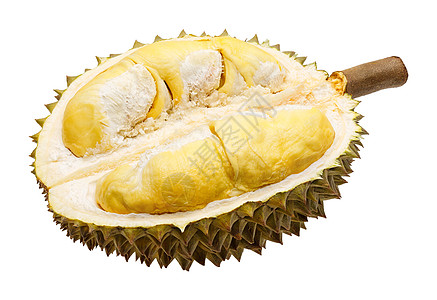 孤立的杜里安水果部分异国白色绿色热带国王情调食物美食图片