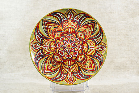 用手画的装饰陶瓷盘 手工制作装饰品陶器风格黏土乡村工艺厨房繁荣艺术盘子图片