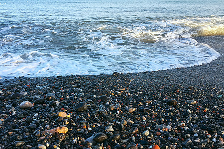 自然的海洋泡沫季节性海泡沫季节沙滩夏暑假放松享受概念图片