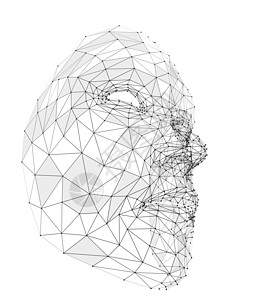 由线 多边形和点组成的人脸网络扫描器技术安全男人生物三角形代码验证传感器图片