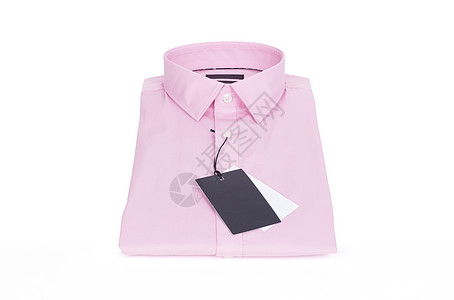 白背景的粉红男人衬衫按钮商业白色裙子标签折叠男人男性衣服纺织品图片