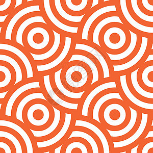 条形同心圆的无缝模式背景装饰 橙色和白色拱门的反特罗混集体 矢量设计元素图片