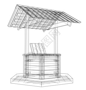 水井工程 韦克托建筑项目乡村花园木头农业草图蓝图国家村庄图片