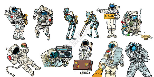 集合宇航员和机器人图片