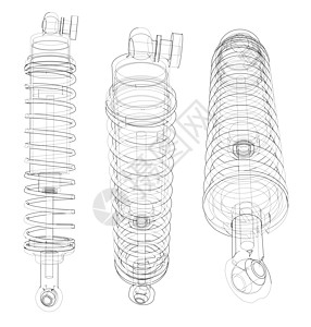 减震器集合大纲 韦克托空闲机器摩托车车辆维修草图汽车绘画机械螺旋图片