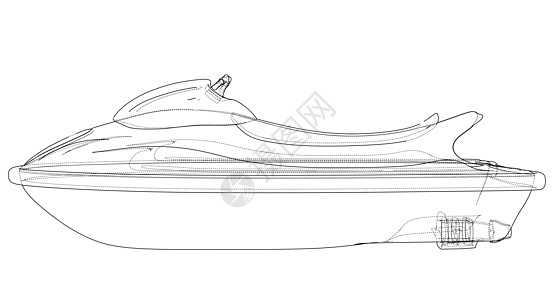 摩托艇素描 韦克托驾驶绘画插图运输草图力量滑雪活动行动波浪者图片