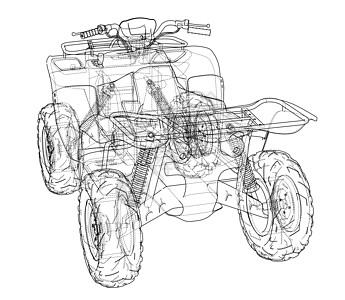 ATV 四轮摩托概念大纲 韦克托自行车草图引擎车辆汽车摩托车地形越野插图四边形图片