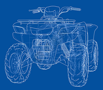 ATV 四轮摩托概念大纲 韦克托力量发动机工程草图引擎越野摩托车运输绘画越野车图片