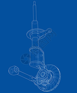 带制动盘轮廓的汽车阻尼器 韦克托工程渲染收藏弹簧草图车辆绘画减震器摩托车机器图片