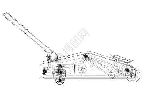 液压地板千斤顶轮廓 韦克托工具汽车绘画服务机械渲染配饰草图插图维修图片