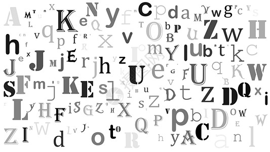 白色字母惠特上的随机字母英文字母表背景设计插画