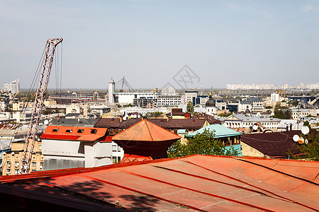 乌克兰基辅 沃兹德维曾卡的Roof Roof在波多尔市的景象天空房子中心晴天建筑旅游场景全景景观旅行图片