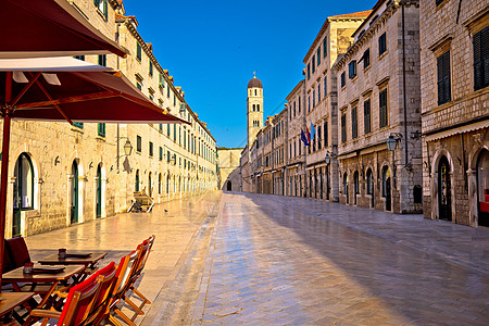 Dubrovnik地标的著名Stradun街图片