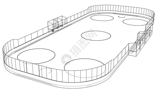 冰球区轮廓 韦克托团队闲暇竞赛联盟体育场滑冰运动草图场地插图图片