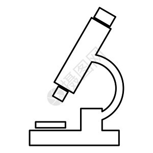 显微镜图标黑色插图平面样式简单图像生物乐器实验室放大镜微生物学科学家目镜科学学校医疗图片