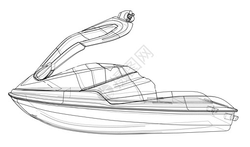 摩托艇素描 韦克托行动滑雪渲染娱乐运输波浪者活动速度船只力量图片