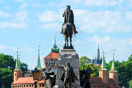 巴尔比坎和克拉科夫格伦瓦尔德纪念碑的景象 Pol图片
