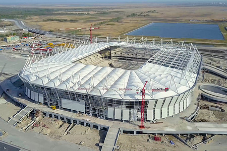 体育场的建设 新体育场 体育设施结构勃起工地海湾商业旅行蓝色框架金属杯子图片