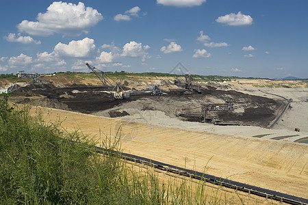 采煤机械  矿用挖掘机工作探索力量工厂地球植物地面矿业活力悬崖图片