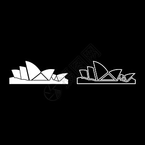 悉尼歌剧院图标设置白色插图平面样式图片