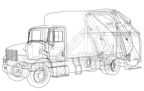 垃圾车概念 韦克托草图小费车辆环境垃圾插图绘画自卸车工作渲染图片