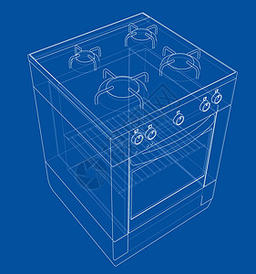 燃气灶概念 韦克托渲染工程厨卫家庭绘画炊具灶台调节器草图厨具图片