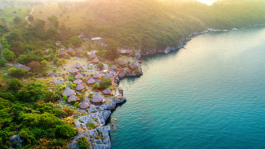 泰国西昌岛的乡镇空中景象太阳小屋风景日落国家假期海滩健康农村天空图片